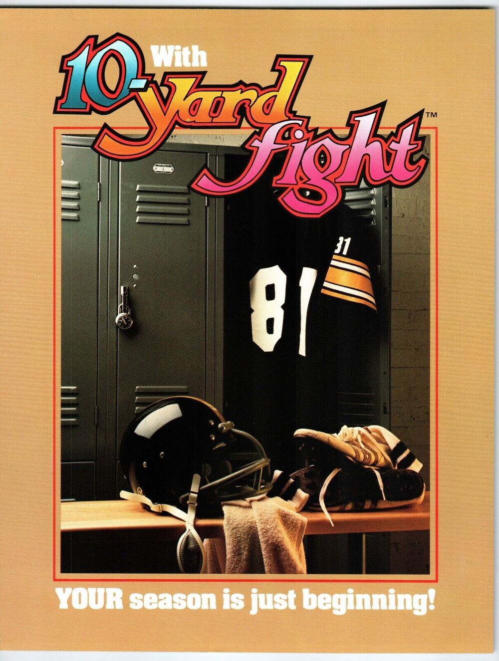 10 Yard Fight Arcade Game Flyer Original 1984 Retro Video Art 8.5" x 11 Football